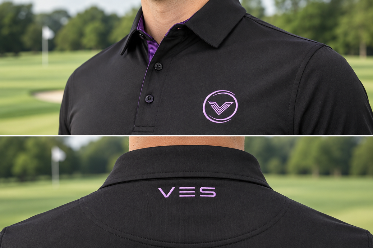VES Golf Signature Short Sleeve Polo – Black