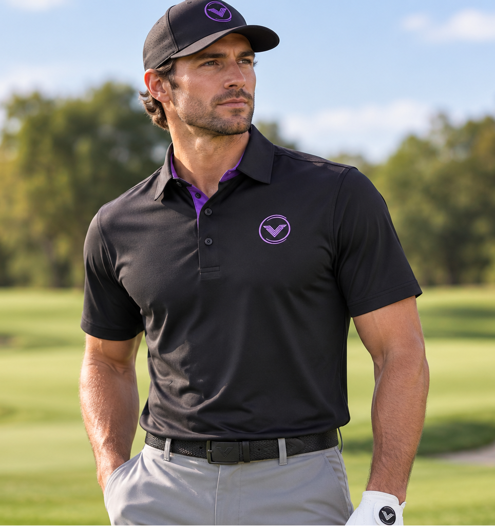VES Golf Signature Short Sleeve Polo – Black