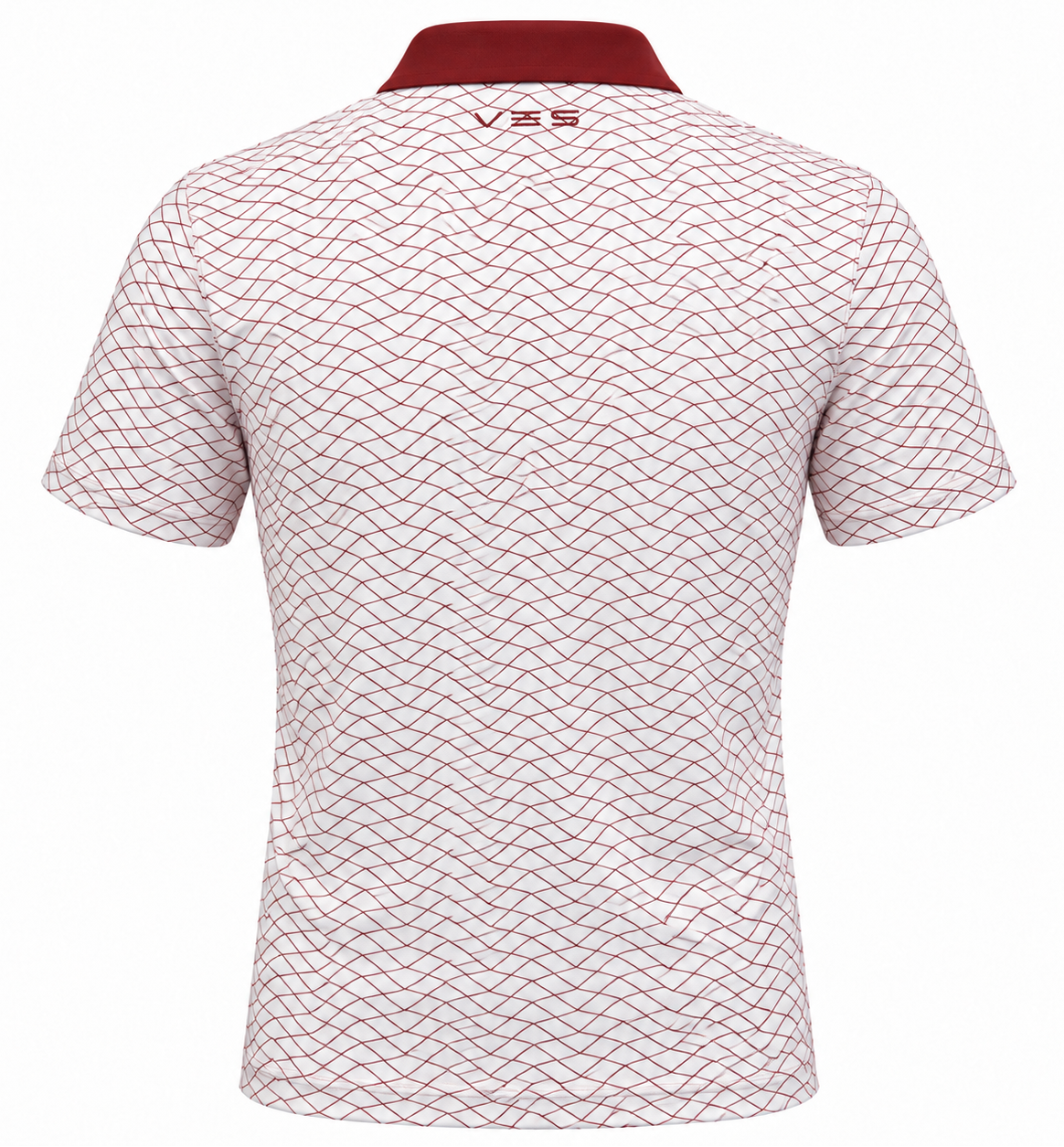 VES Golf Off White with Garnet Diamond Pattern Short Sleeve Polo Shirt