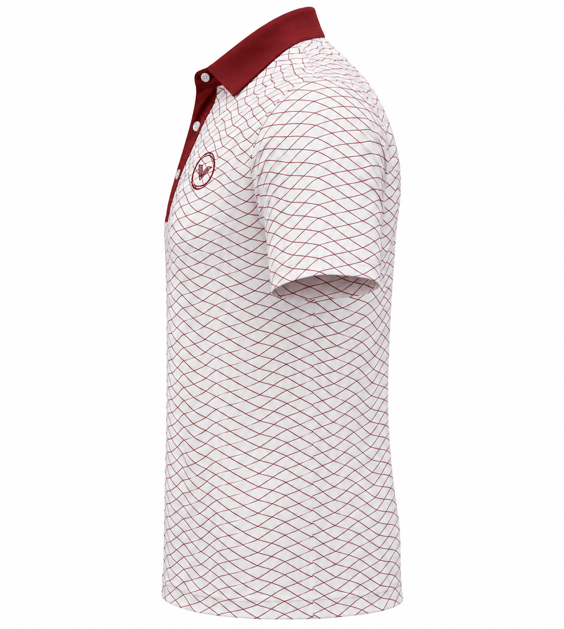 VES Golf Off White with Garnet Diamond Pattern Short Sleeve Polo Shirt