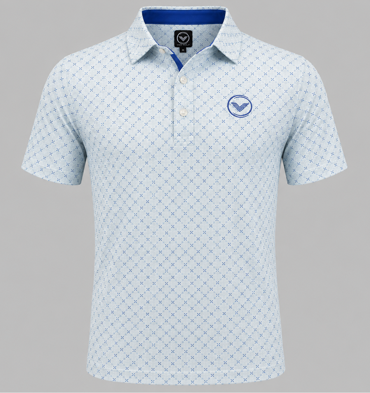 VES Golf Powder Blue Lattice Short Sleeve Polo
