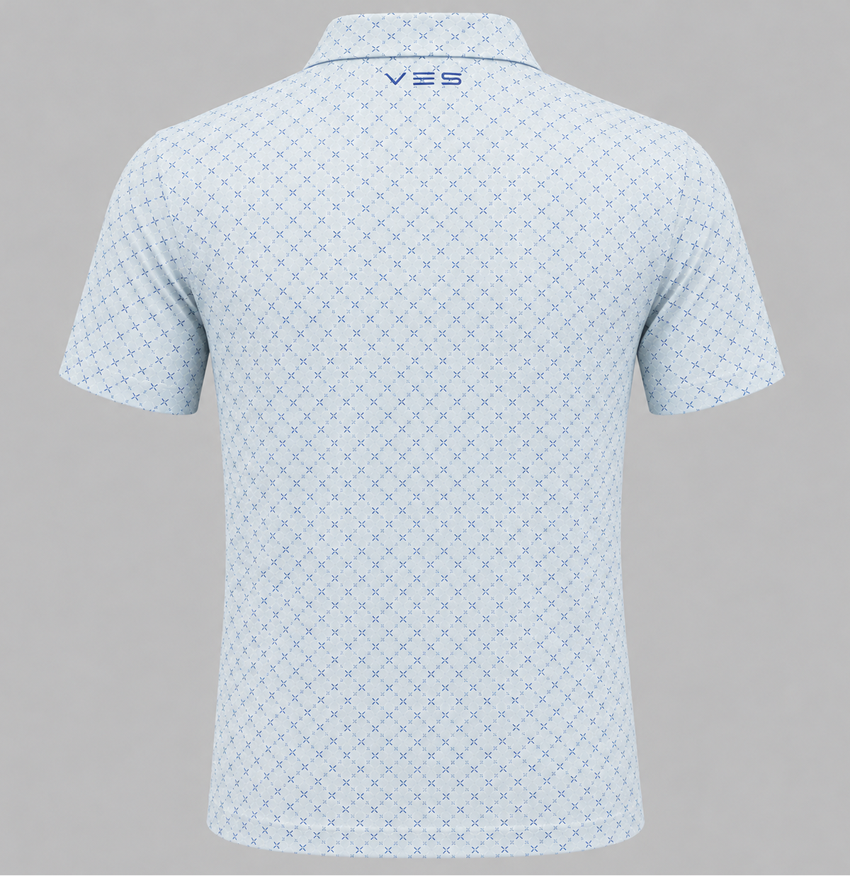 VES Golf Powder Blue Lattice Short Sleeve Polo