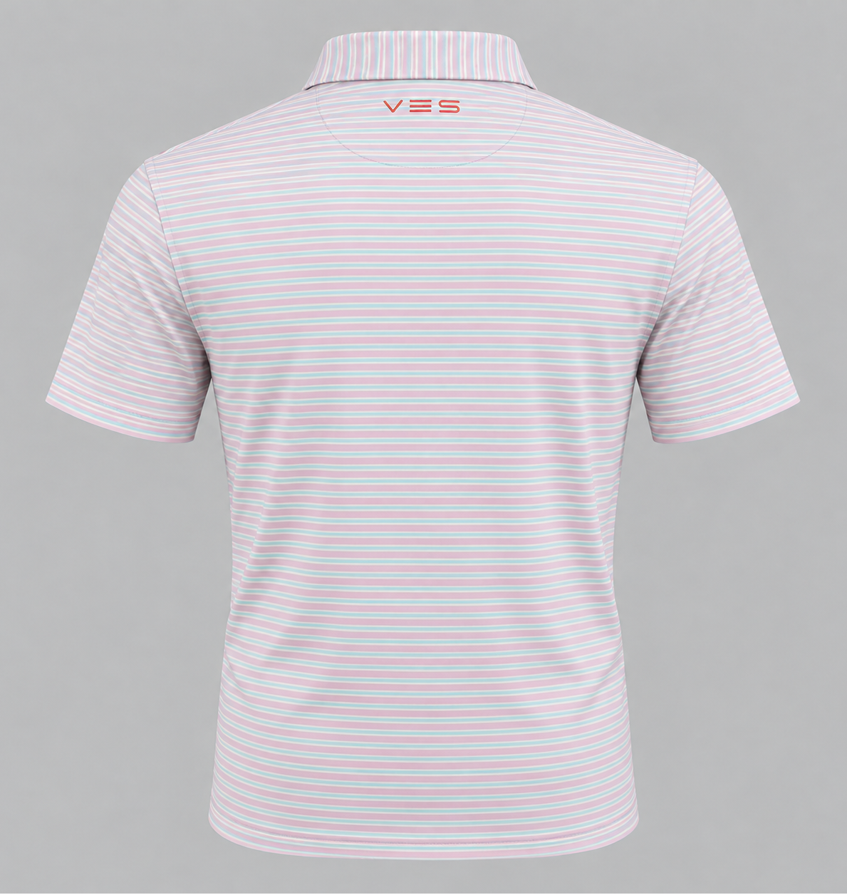 VES Golf Crisp White Subtle Striped Short Sleeve Polo Shirt