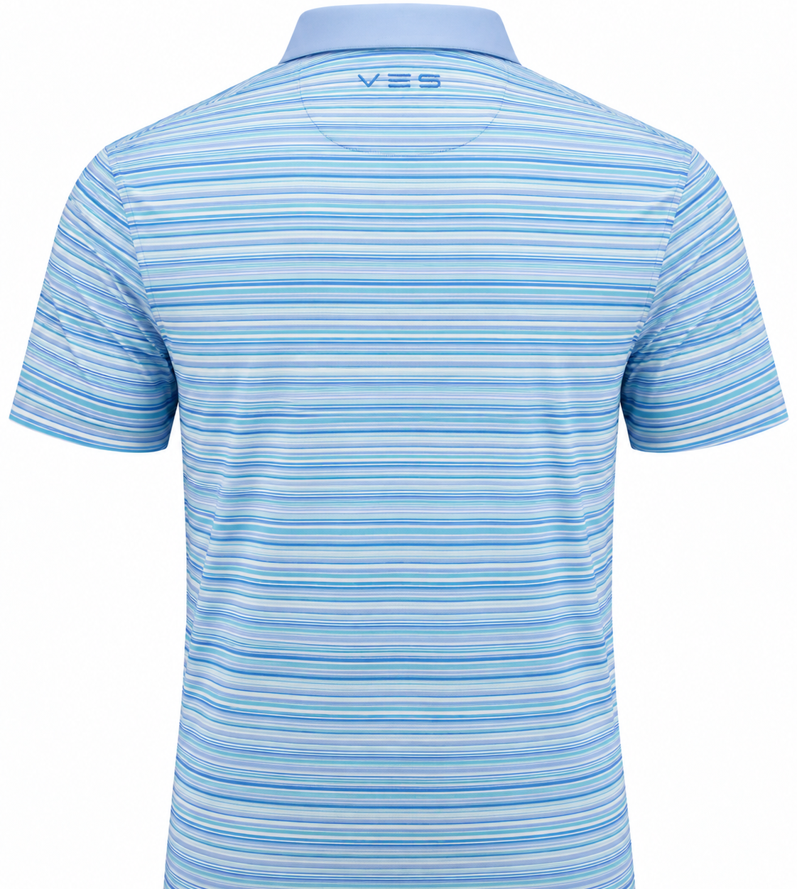 VES Golf Light Blue with Sky Gradient Stripes Short Sleeve Polo Shirt