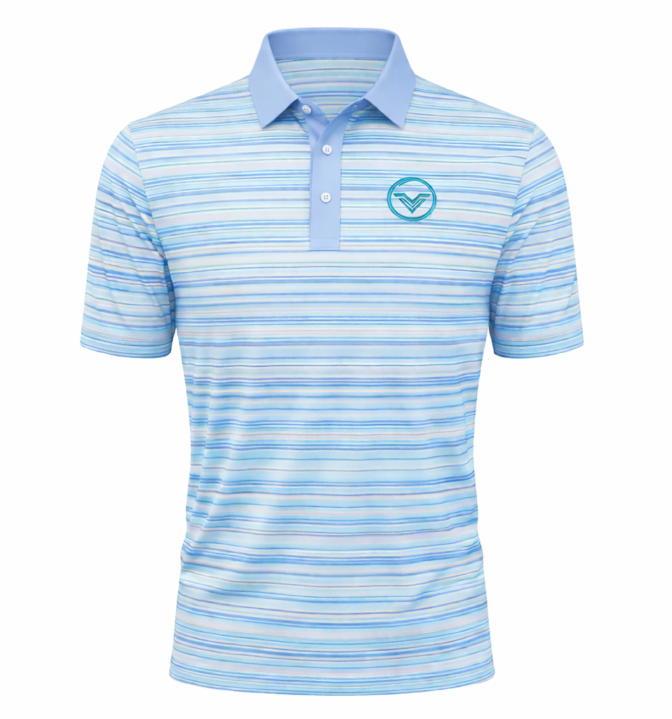 Light Blue with Sky Gradient Stripes Polo