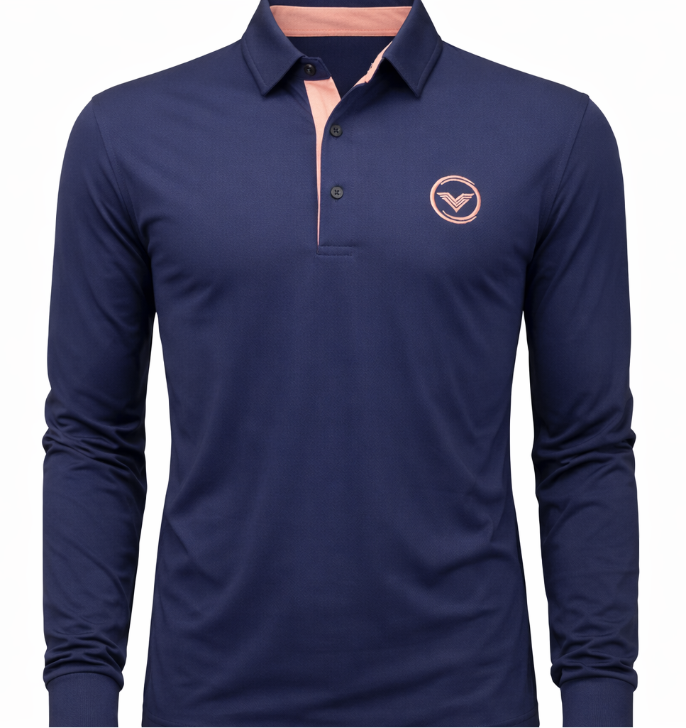 VES Golf Navy Blue Long Sleeve Polo Shirt