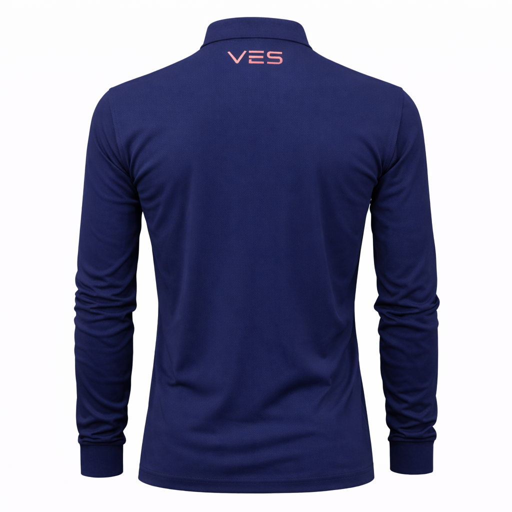 VES Golf Navy Blue Long Sleeve Polo Shirt