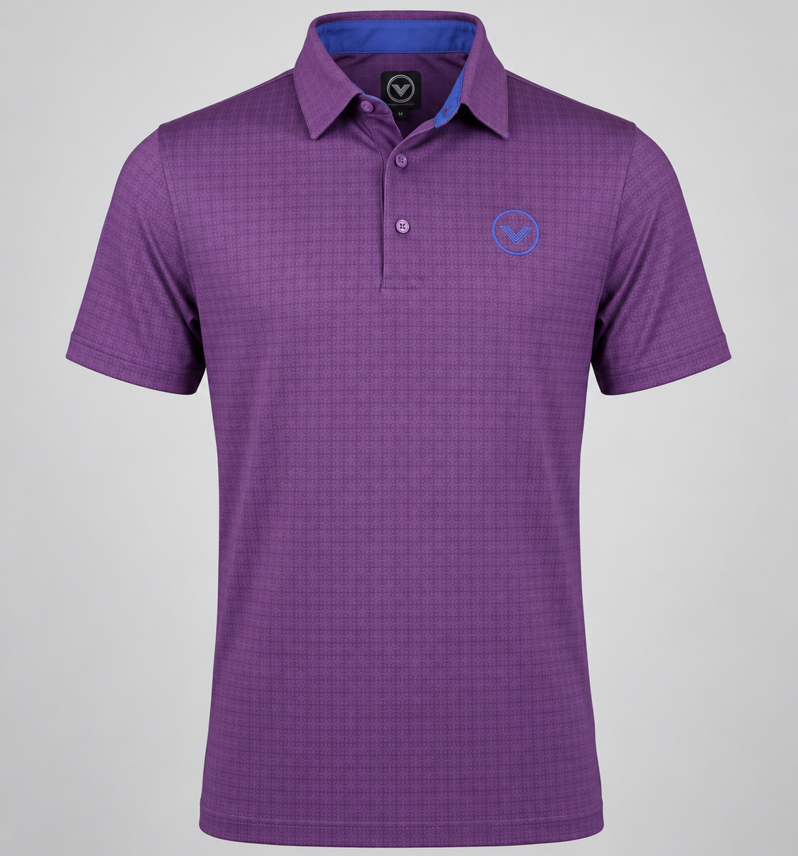 VES Golf Deep Purple Frost Pattern Short Sleeve Polo Shirt