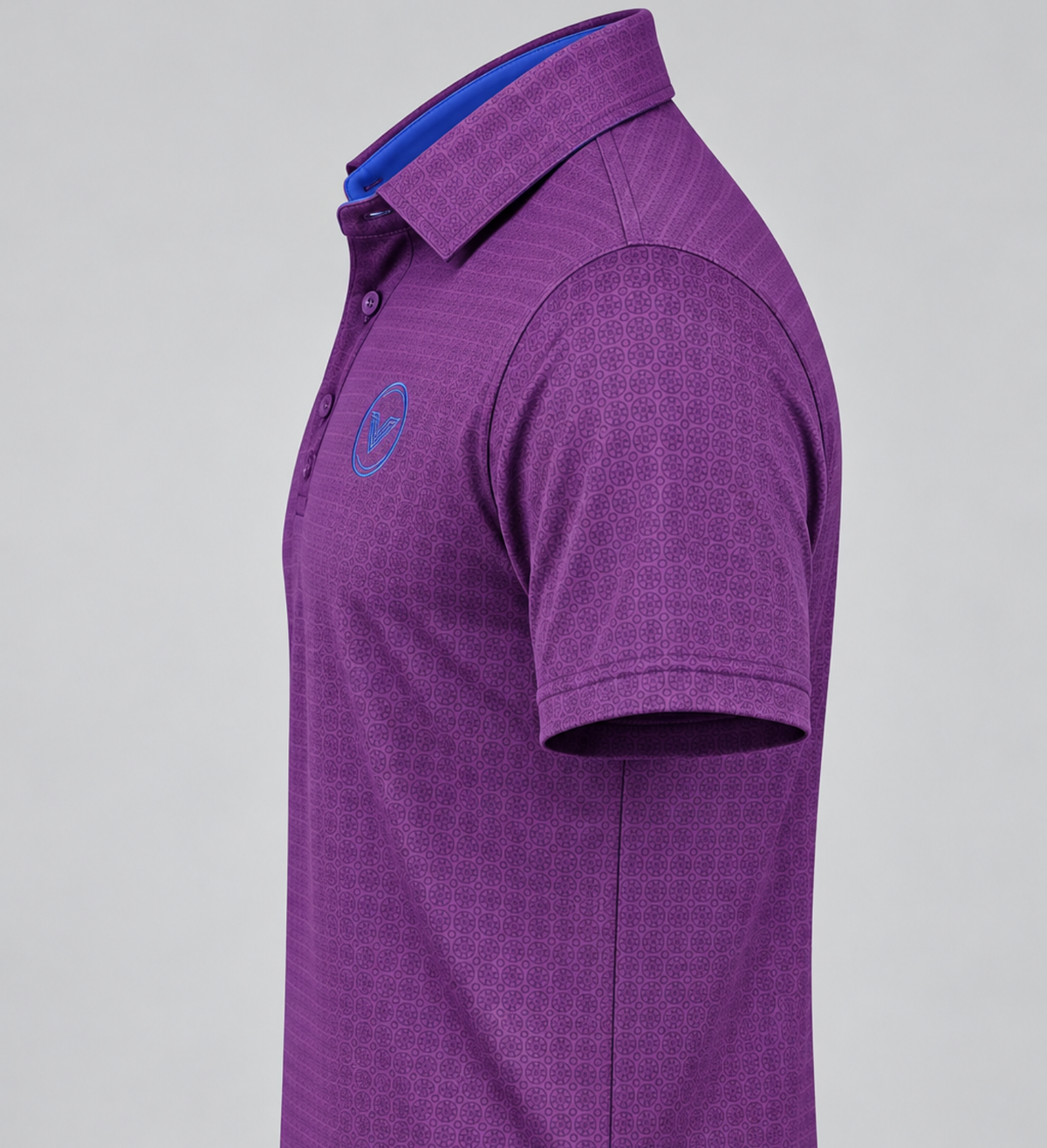 VES Golf Deep Purple Frost Pattern Short Sleeve Polo Shirt