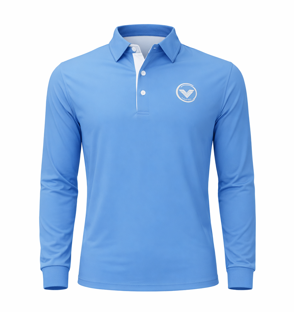 VES Golf Light Blue Long Sleeve Polo Shirt