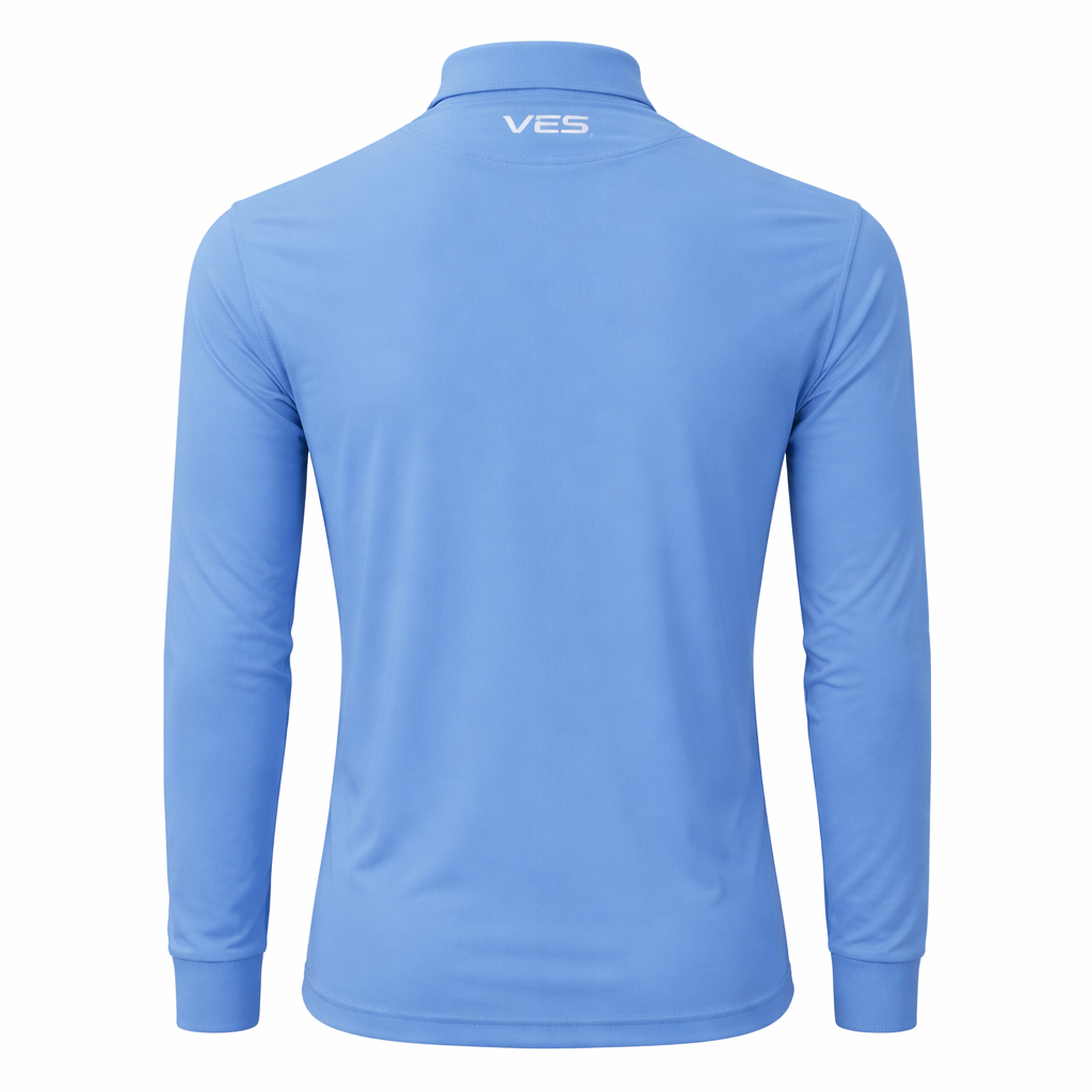 VES Golf Light Blue Long Sleeve Polo Shirt