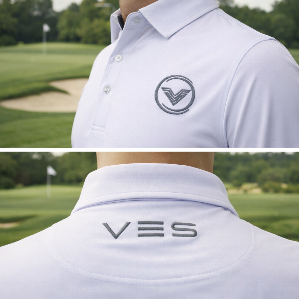 VES Golf White Long Sleeve Polo Shirt