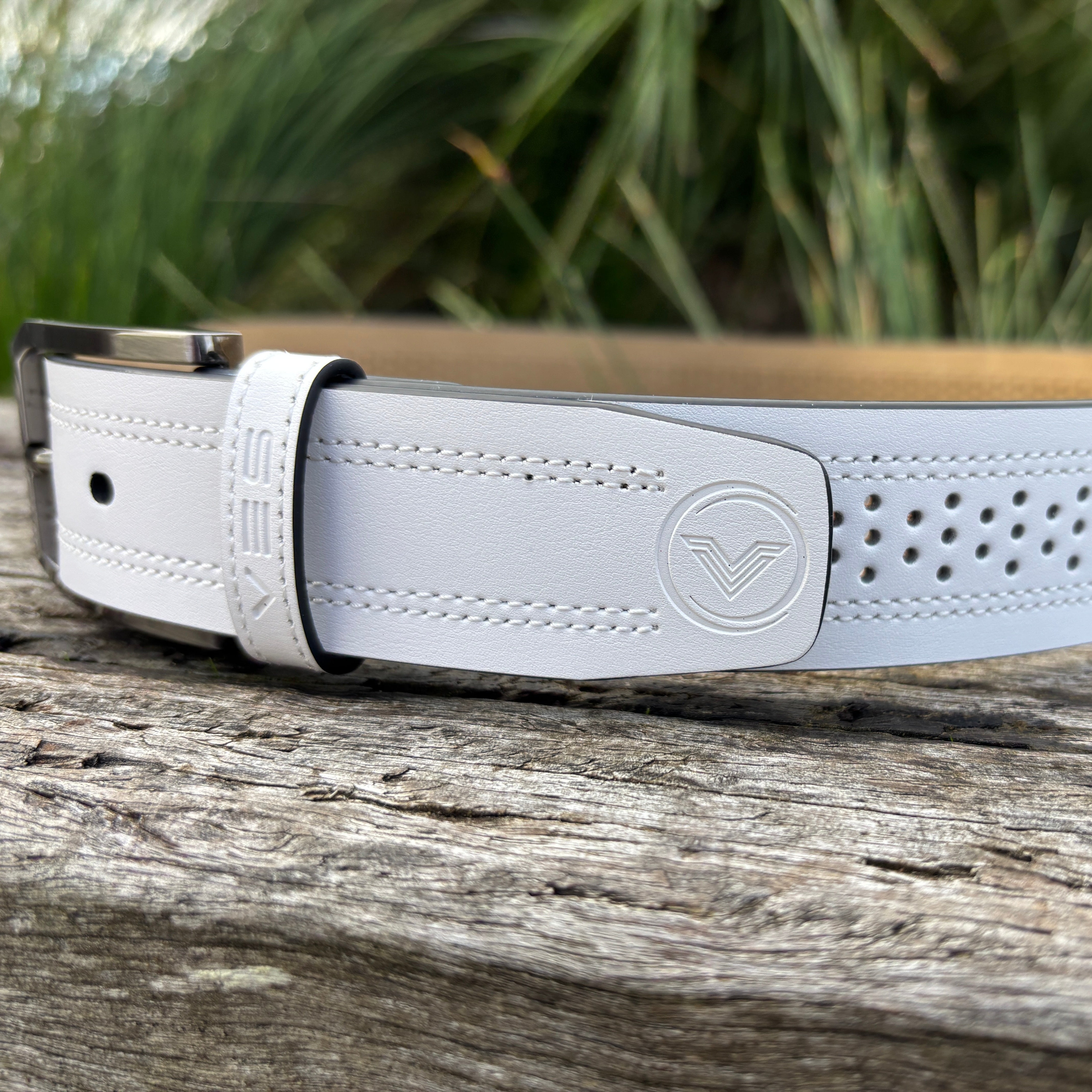 VES Golf Cool Air Leather Belt - White