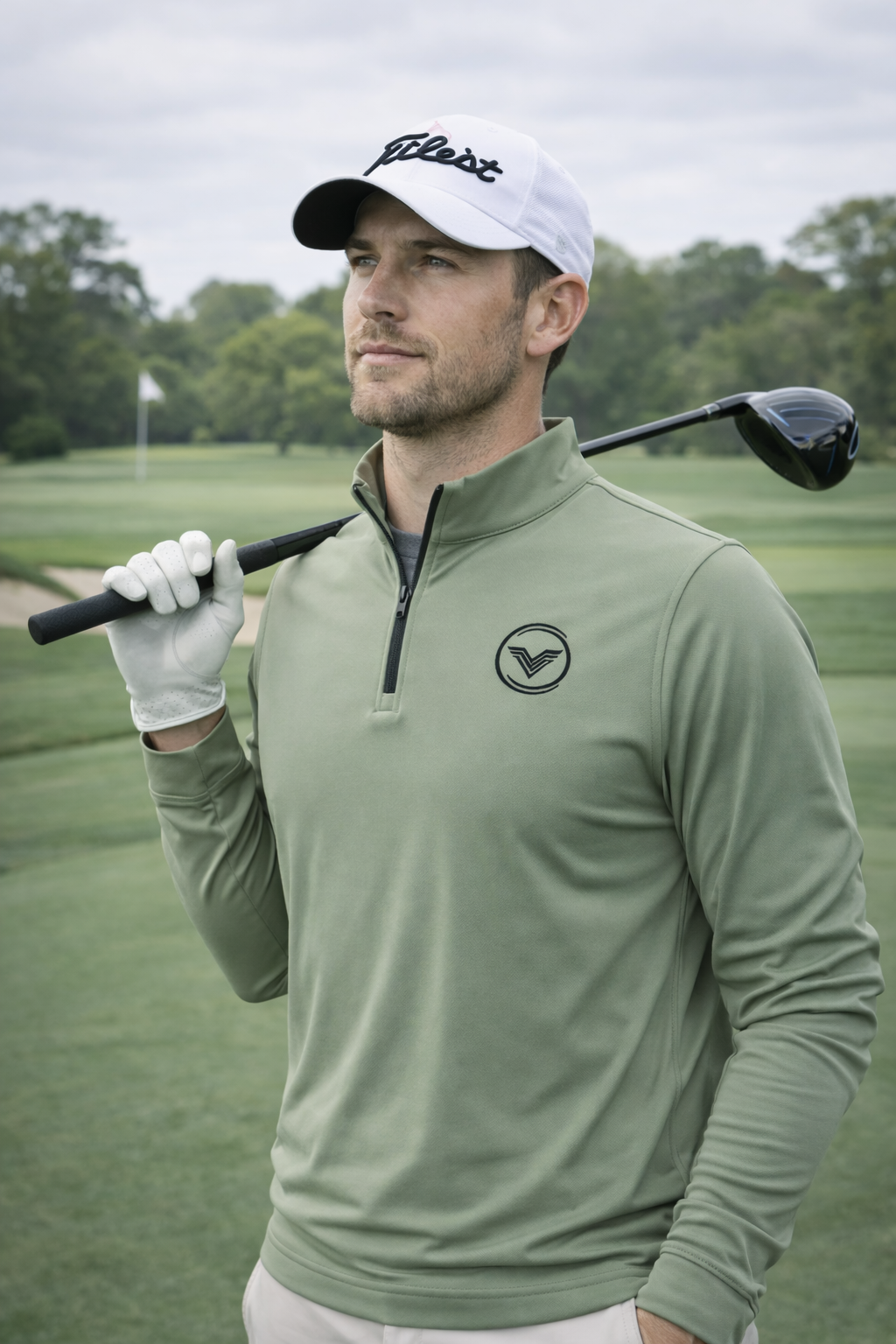 VES Golf Olive Green Lightweight Quarter Zip