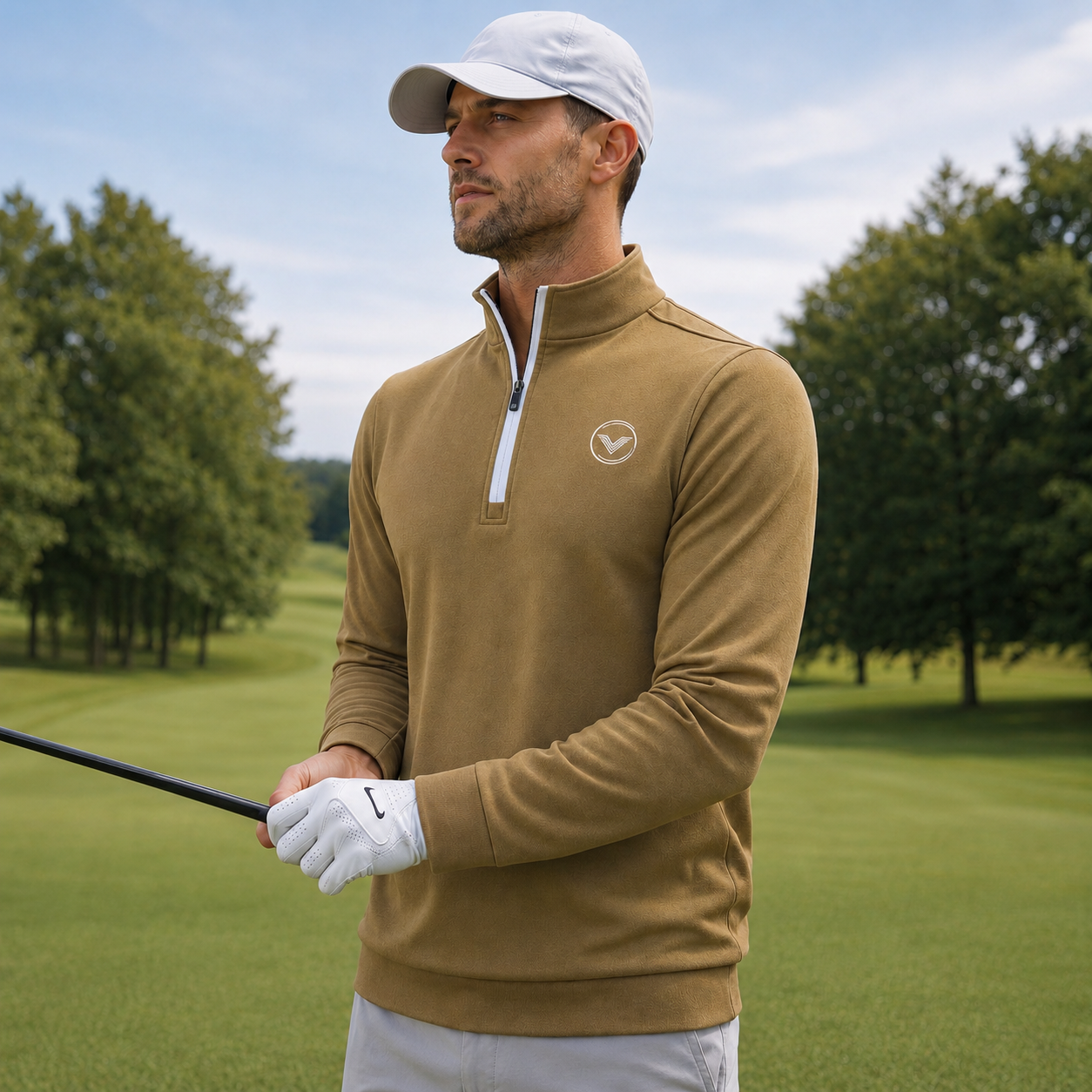 Golden Brown Quarter Zip Pullover | VES Golf