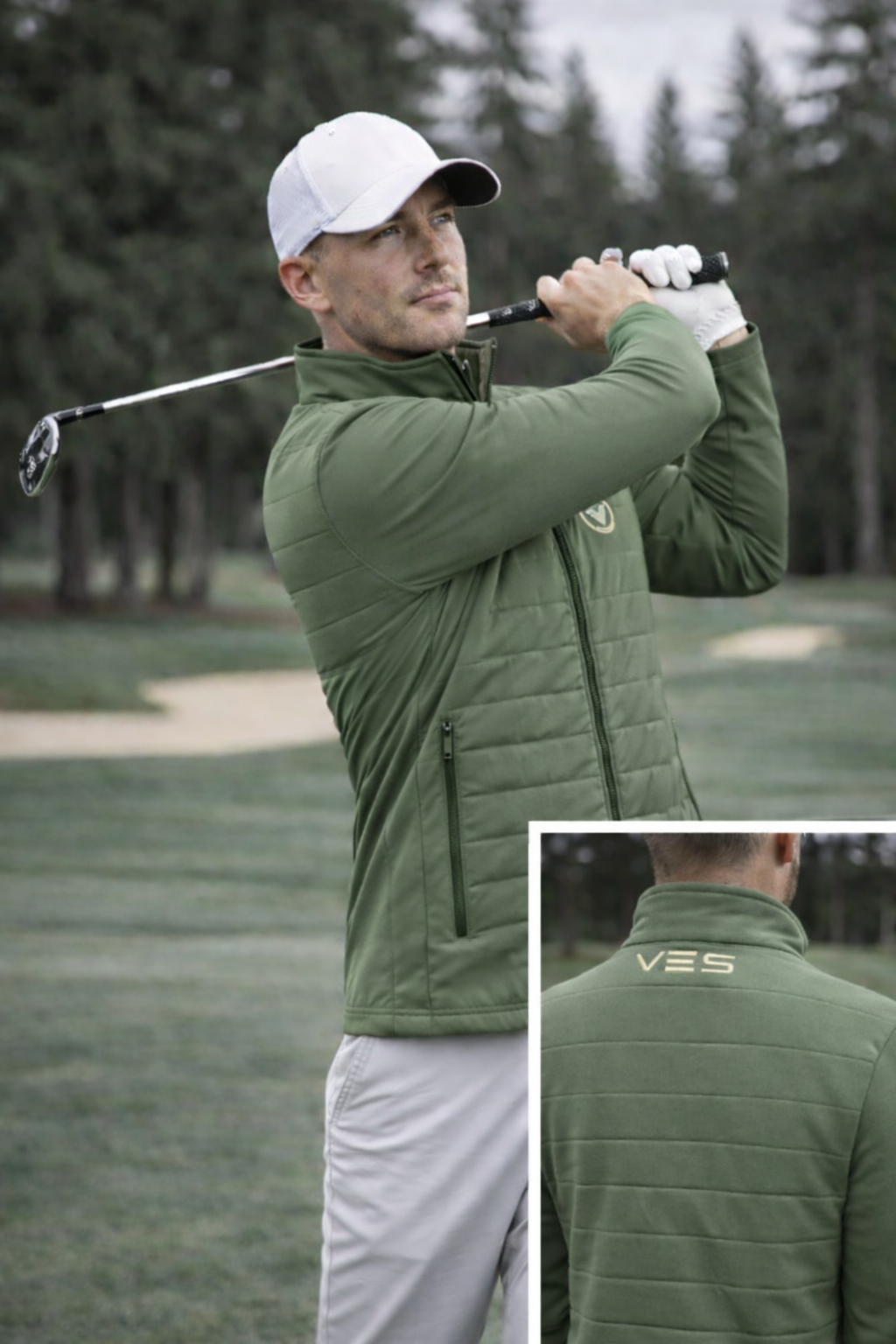VES Golf Olive Green Quilted Insulated Jacket