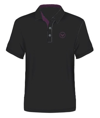 Black Signature Polo with Deep Plum Accents