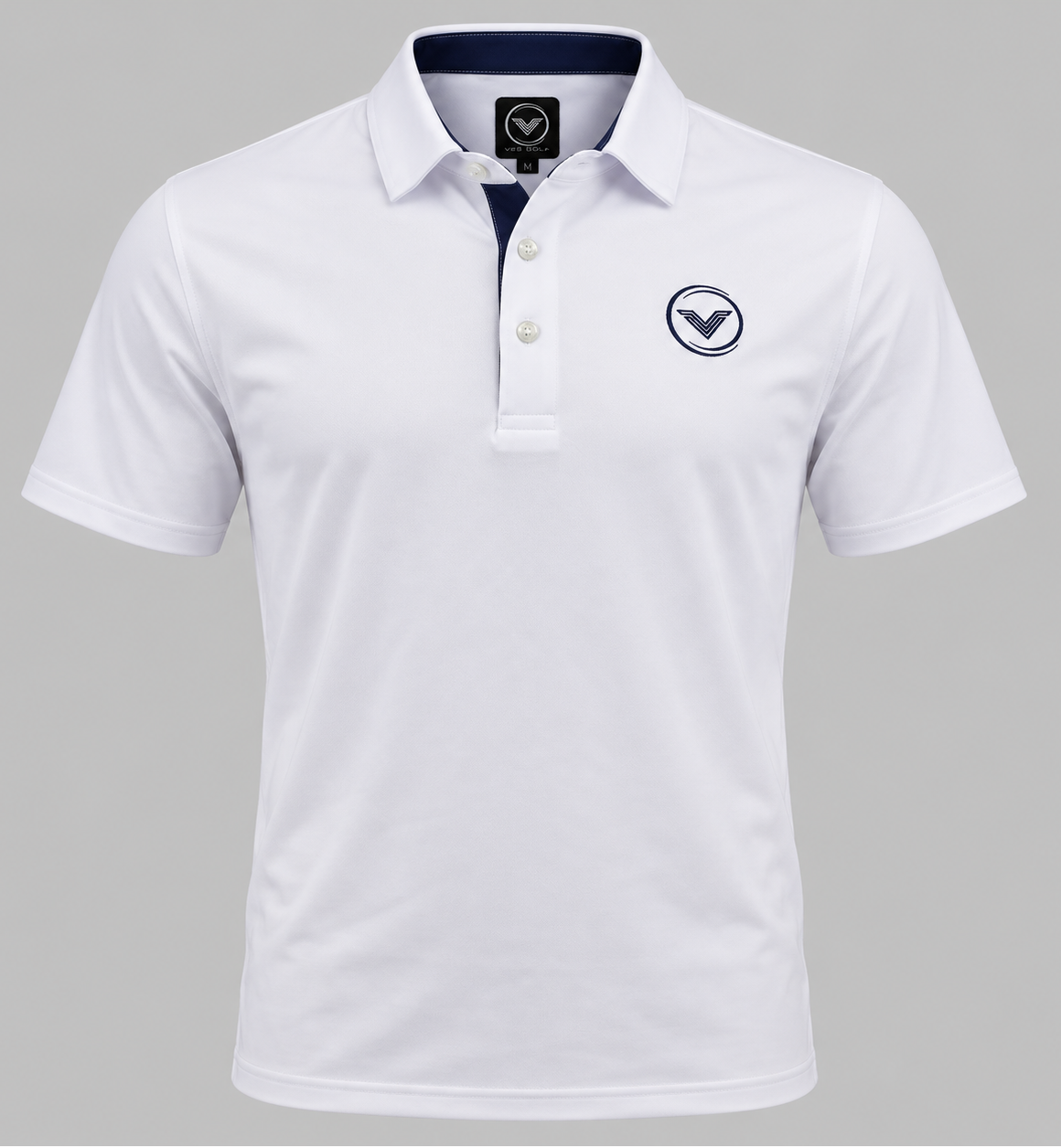 VES Golf Solid White Short Sleeve Polo Shirt