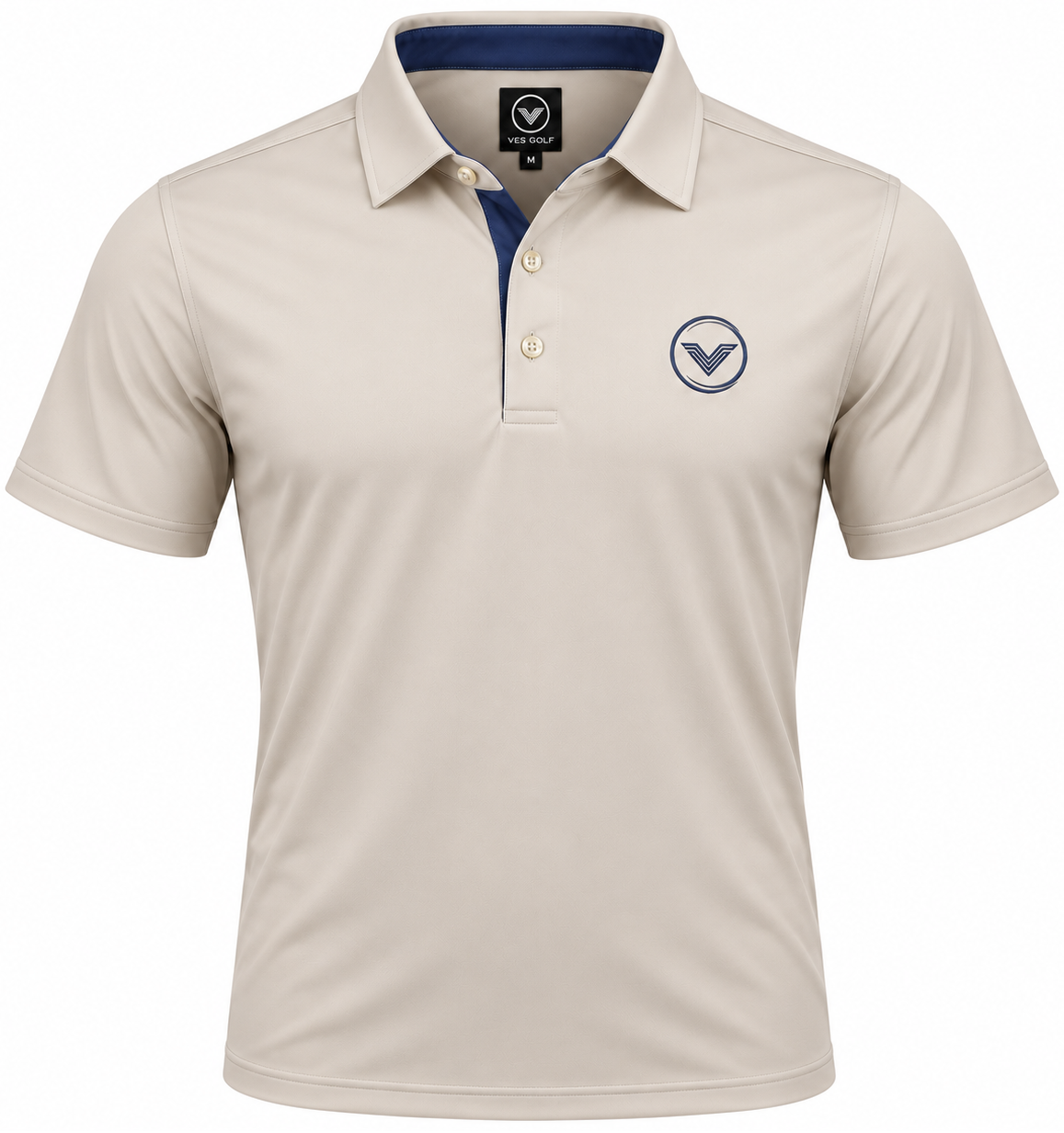 VES Golf Solid Stone Short Sleeve Polo Shirt