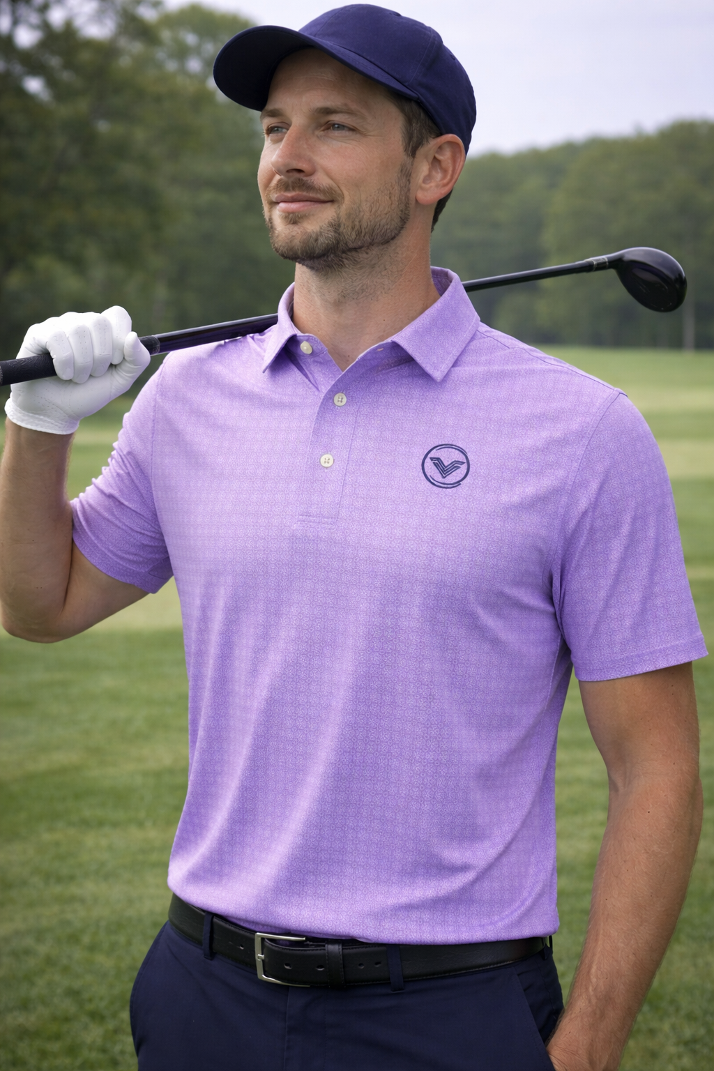 Lavender Frost Pattern Polo Shirt