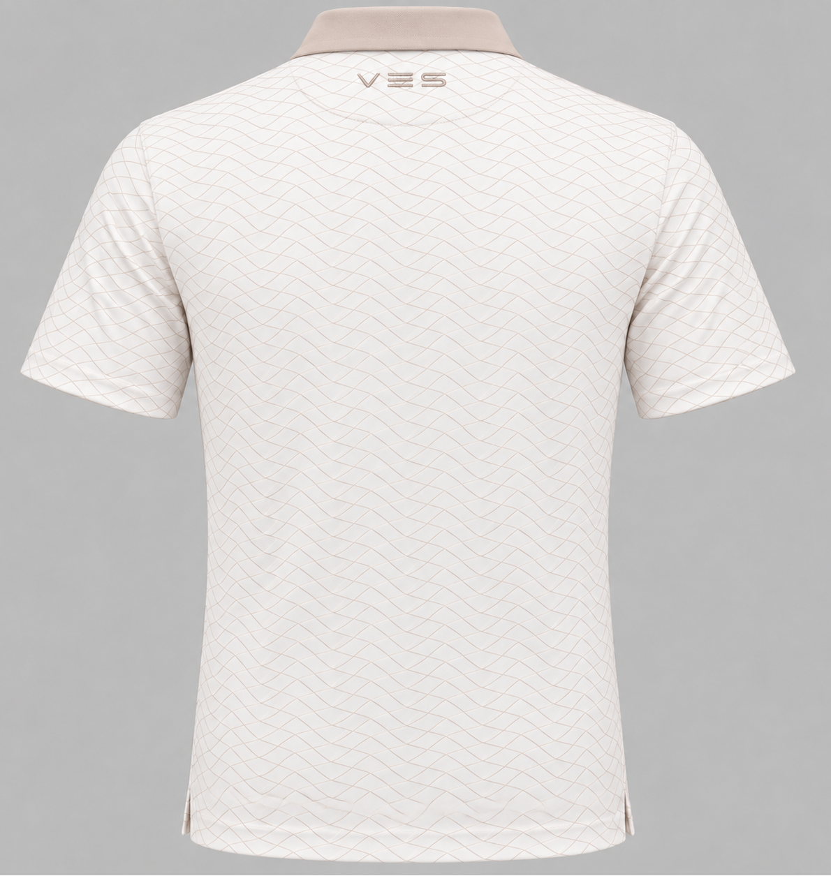VES Golf Off-White with Taupe Diamond Pattern Short Sleeve Polo Shirt