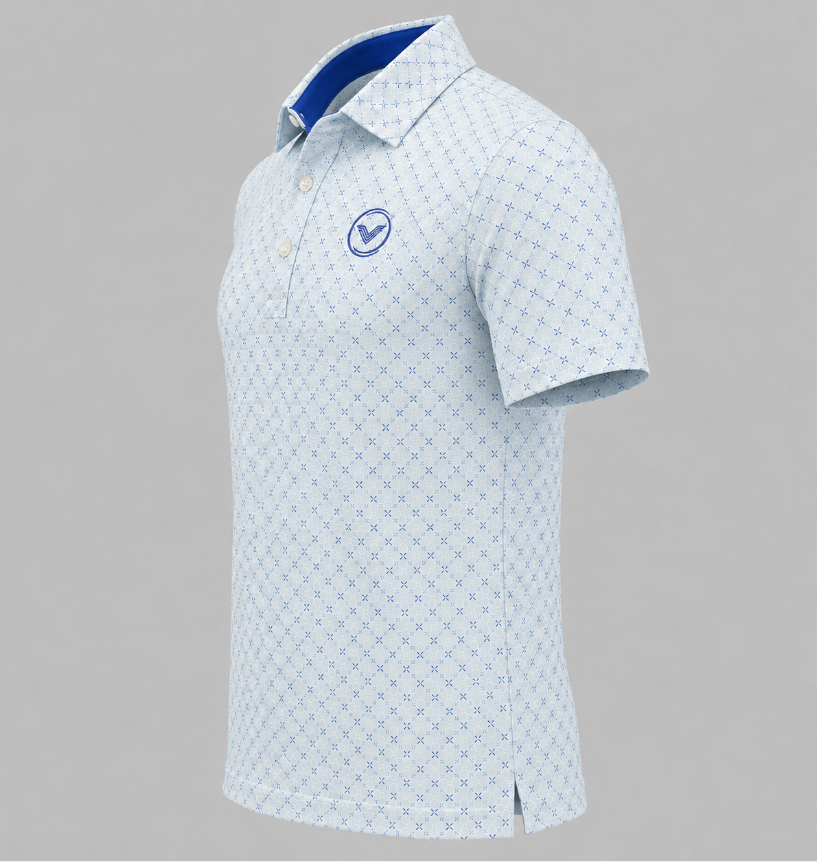 VES Golf Powder Blue Lattice Short Sleeve Polo