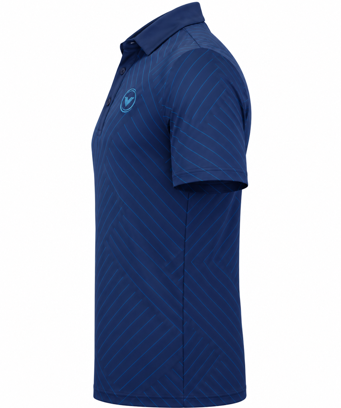 VES Golf Navy with Teal Herringbone Pattern Short Sleeve Polo