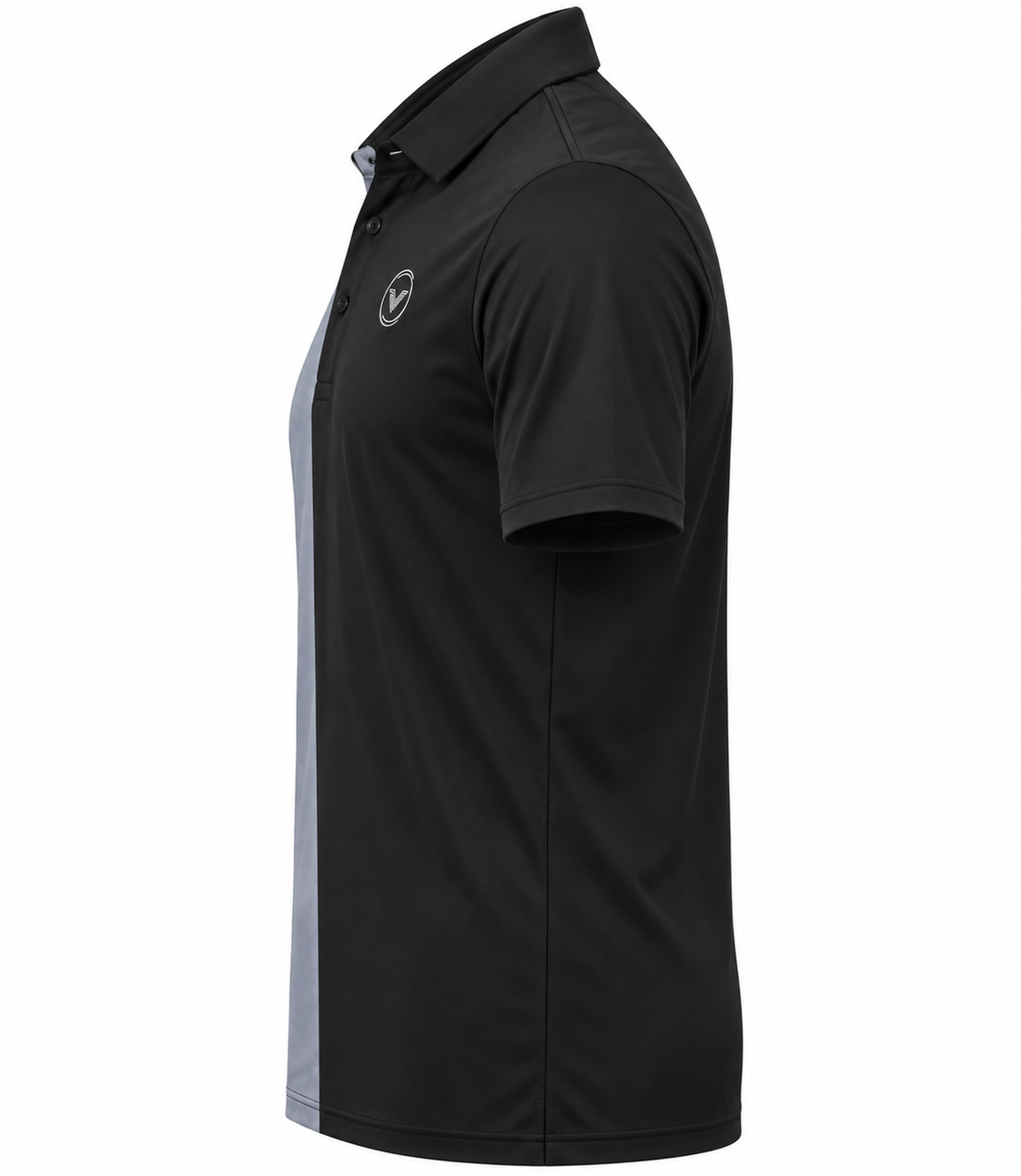 VES Golf Black with Cool Grey Vertical Stripe Short Sleeve Polo Shirt