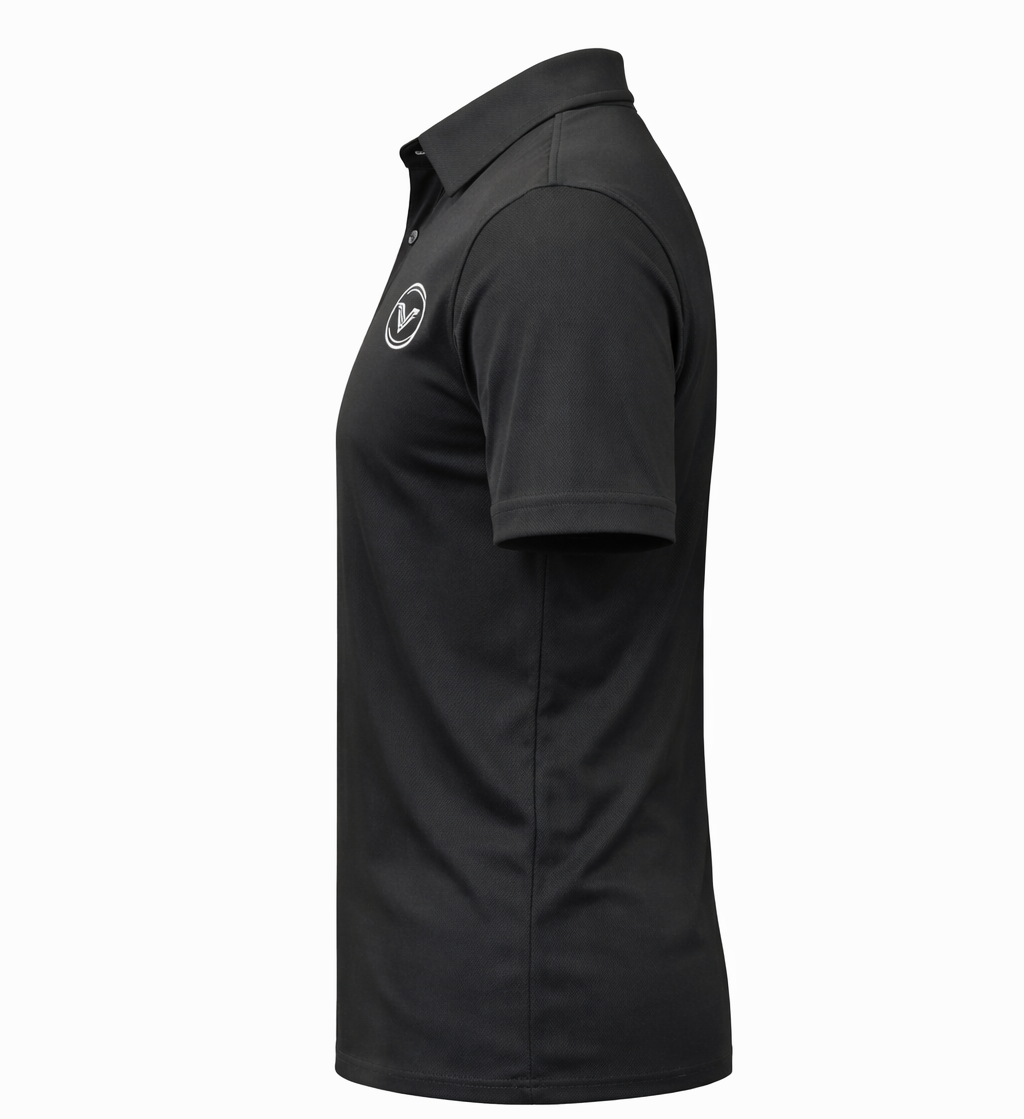 Black with Cool Grey Vertical Stripe Polo