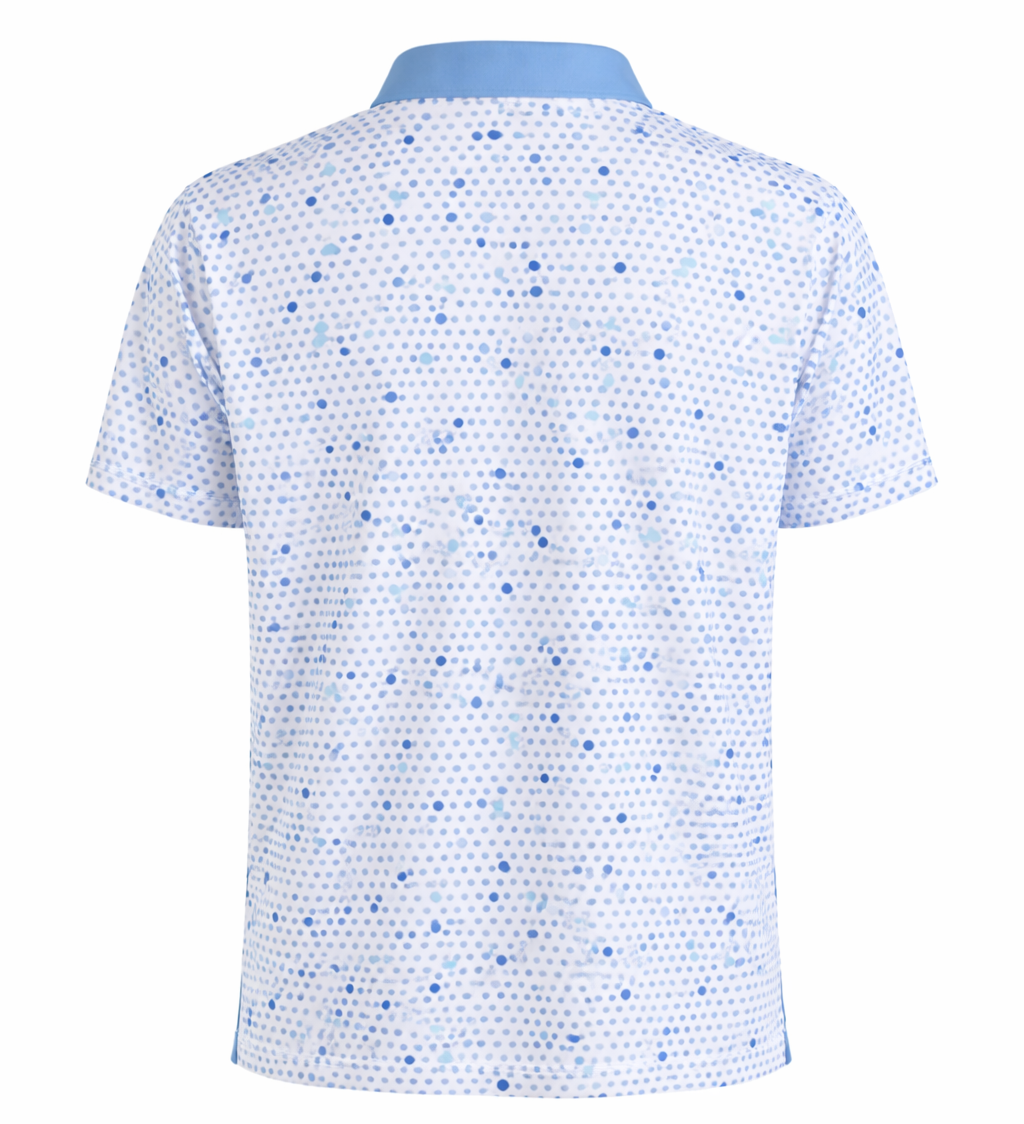 White with Blue Polka Dots Polo