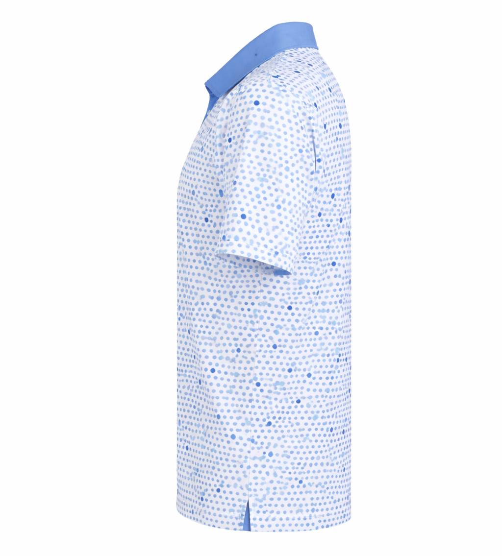 White with Blue Polka Dots Polo