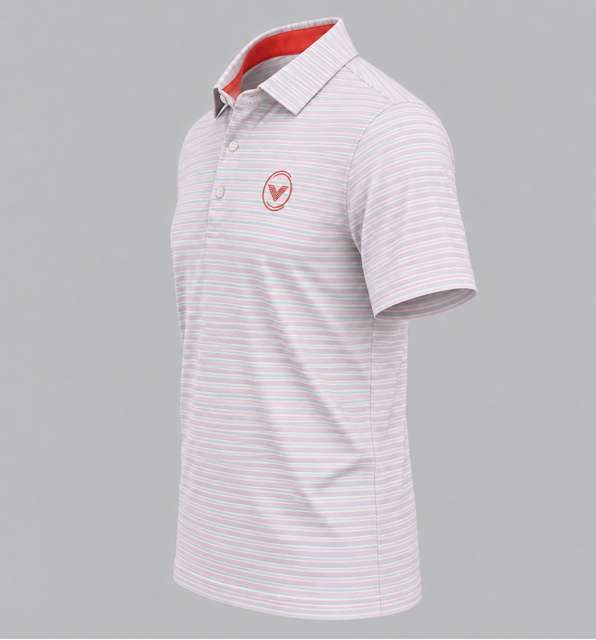 VES Golf Crisp White Subtle Striped Short Sleeve Polo Shirt