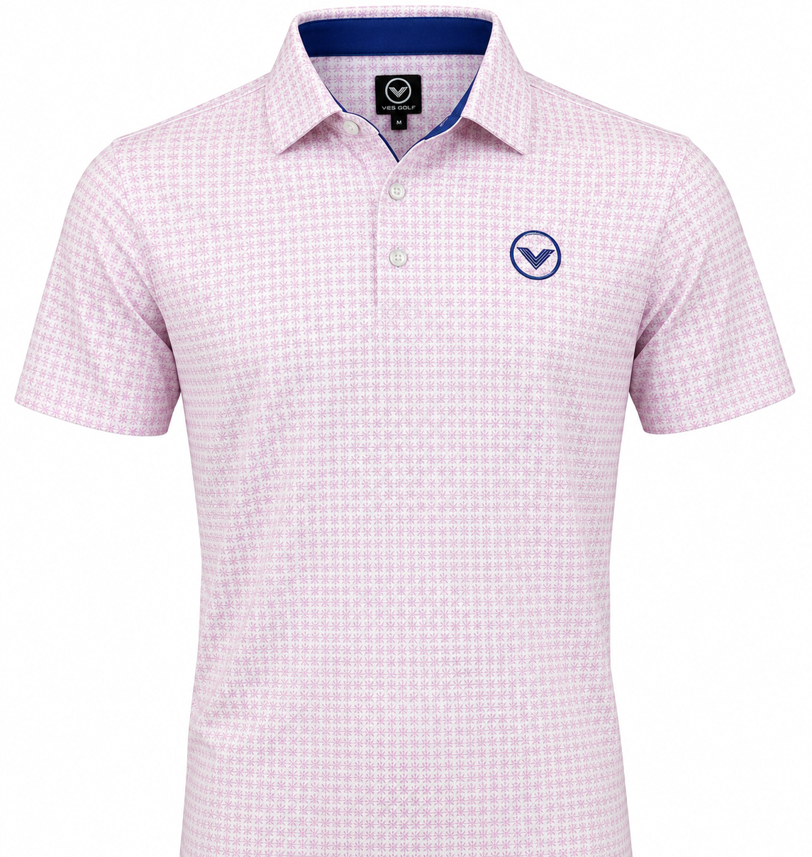 VES Golf White Blush Frost Pattern Short Sleeve Polo Shirt