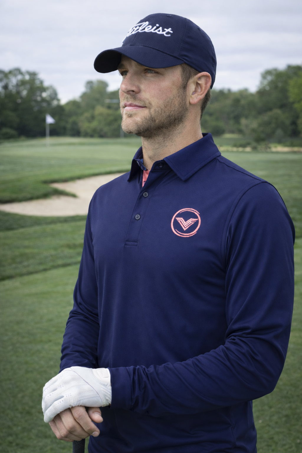 VES Golf Navy Blue Long Sleeve Polo Shirt