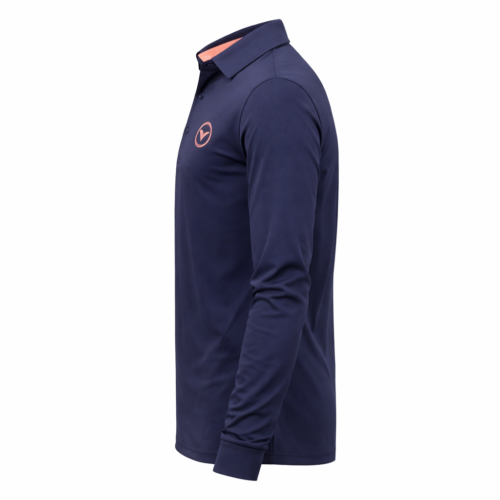 VES Golf Navy Blue Long Sleeve Polo Shirt