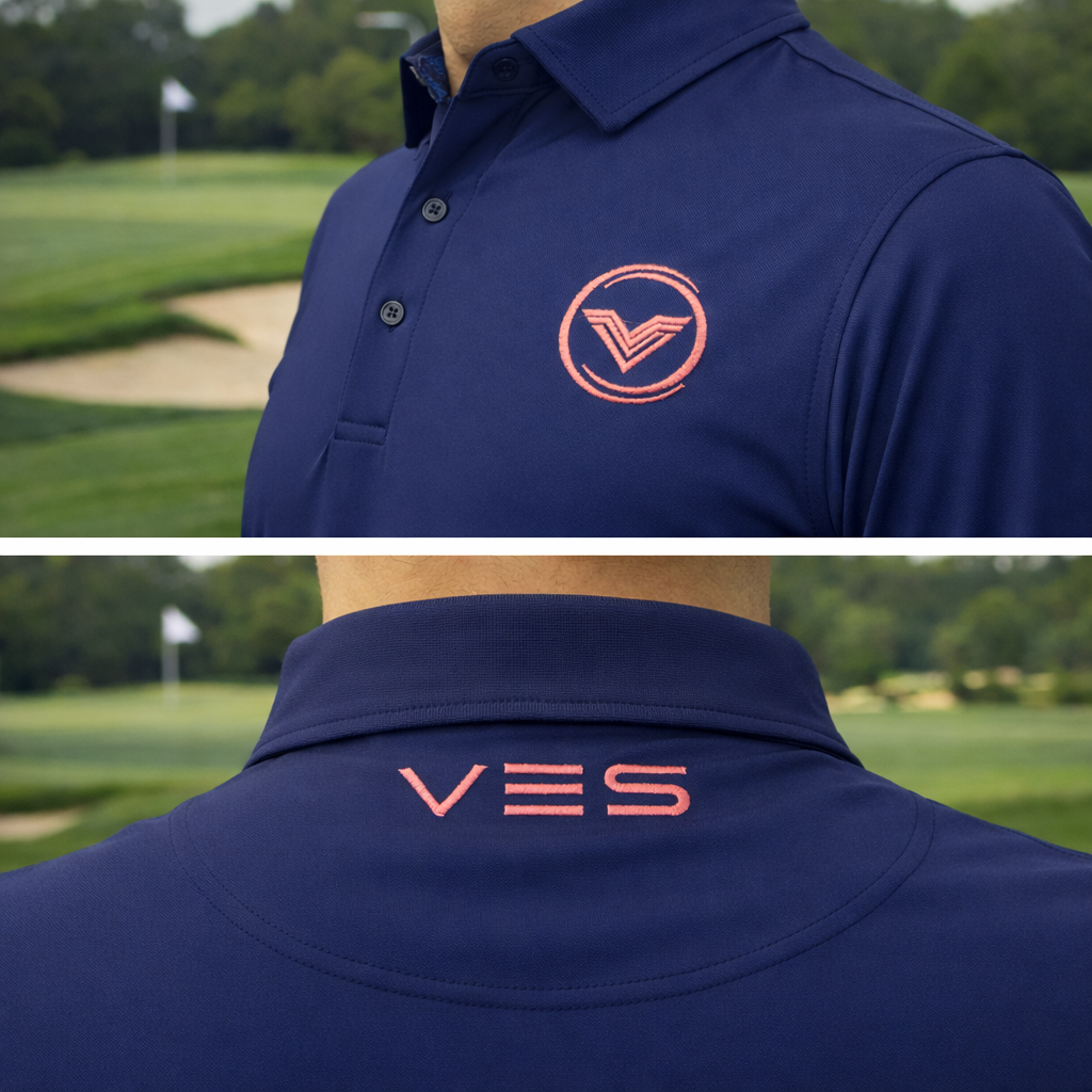 VES Golf Navy Blue Long Sleeve Polo Shirt