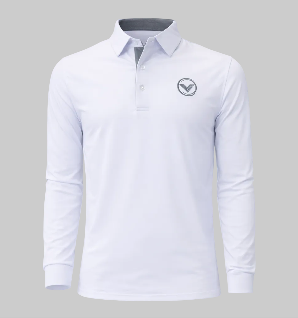 VES Golf White Long Sleeve Polo Shirt
