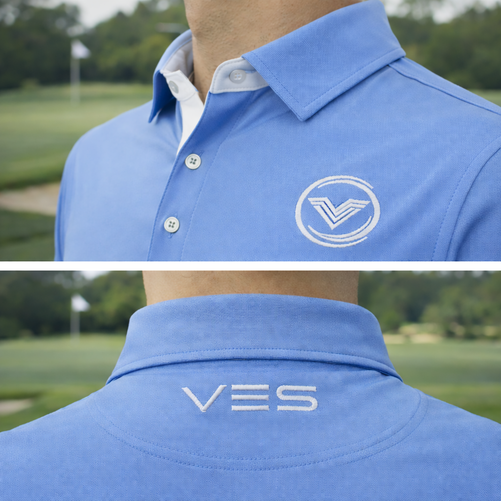 VES Golf Light Blue Long Sleeve Polo Shirt