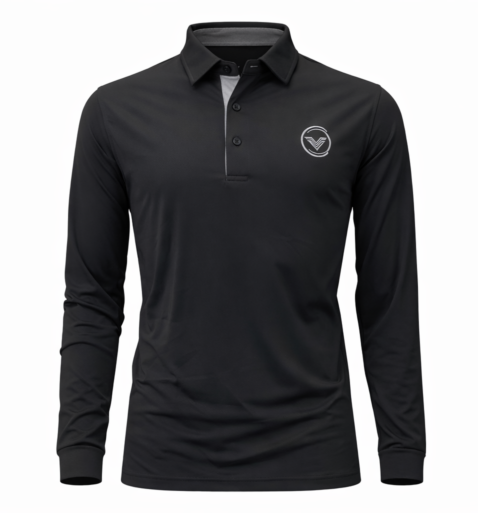 VES Golf Black Long Sleeve Polo Shirt