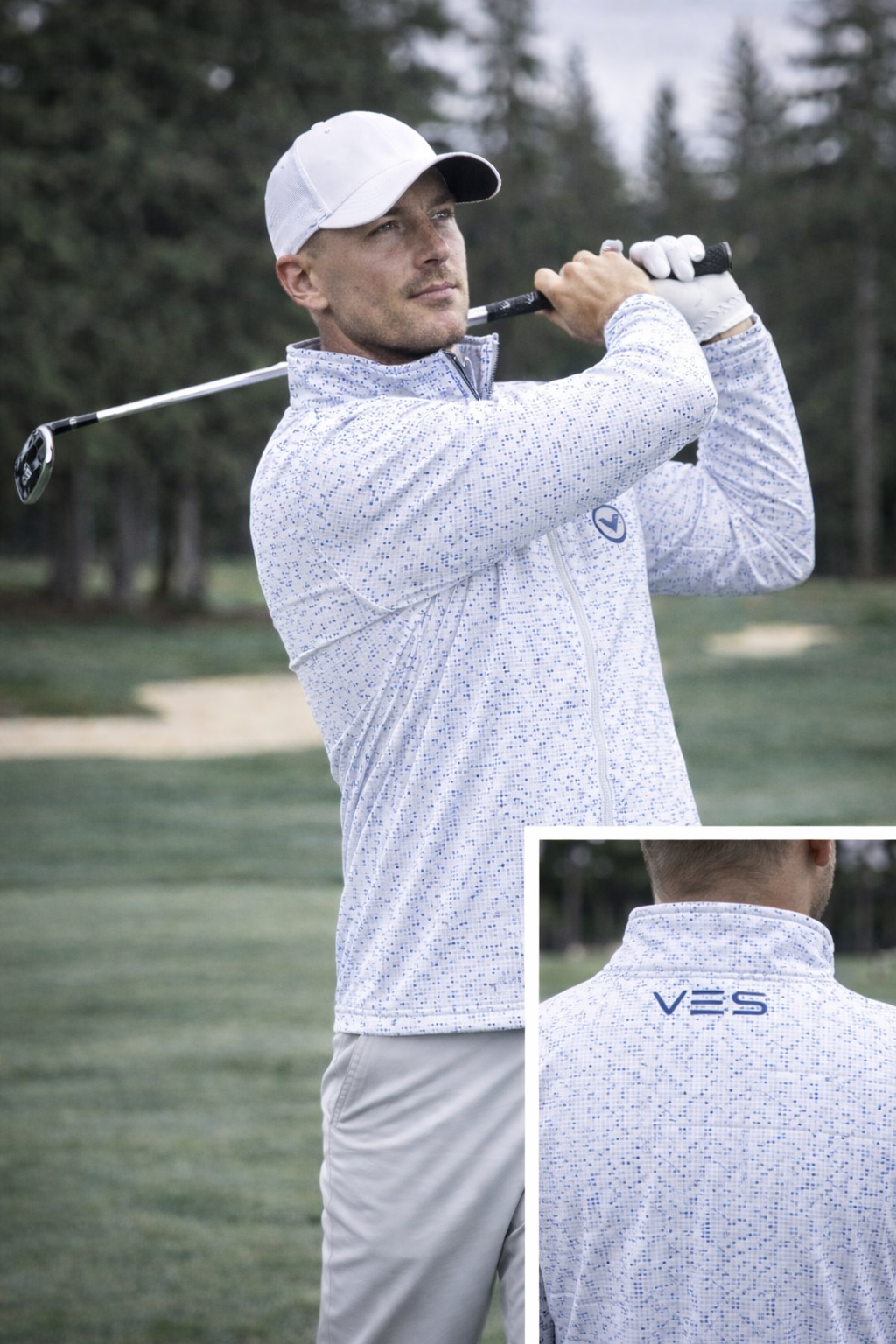 VES Golf Blue Pixel Lightweight Quarter Zip