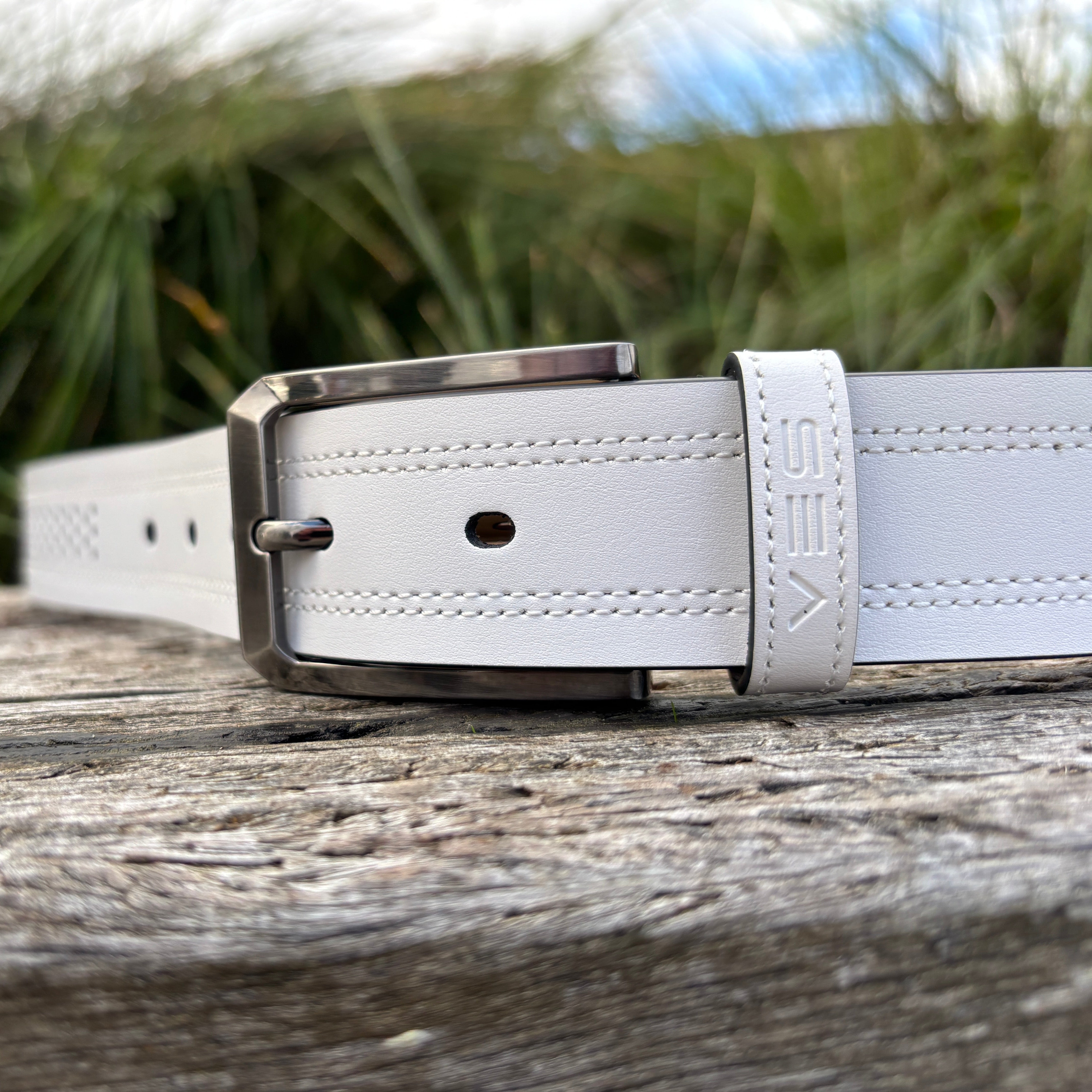 VES Golf Cool Air Leather Belt - White
