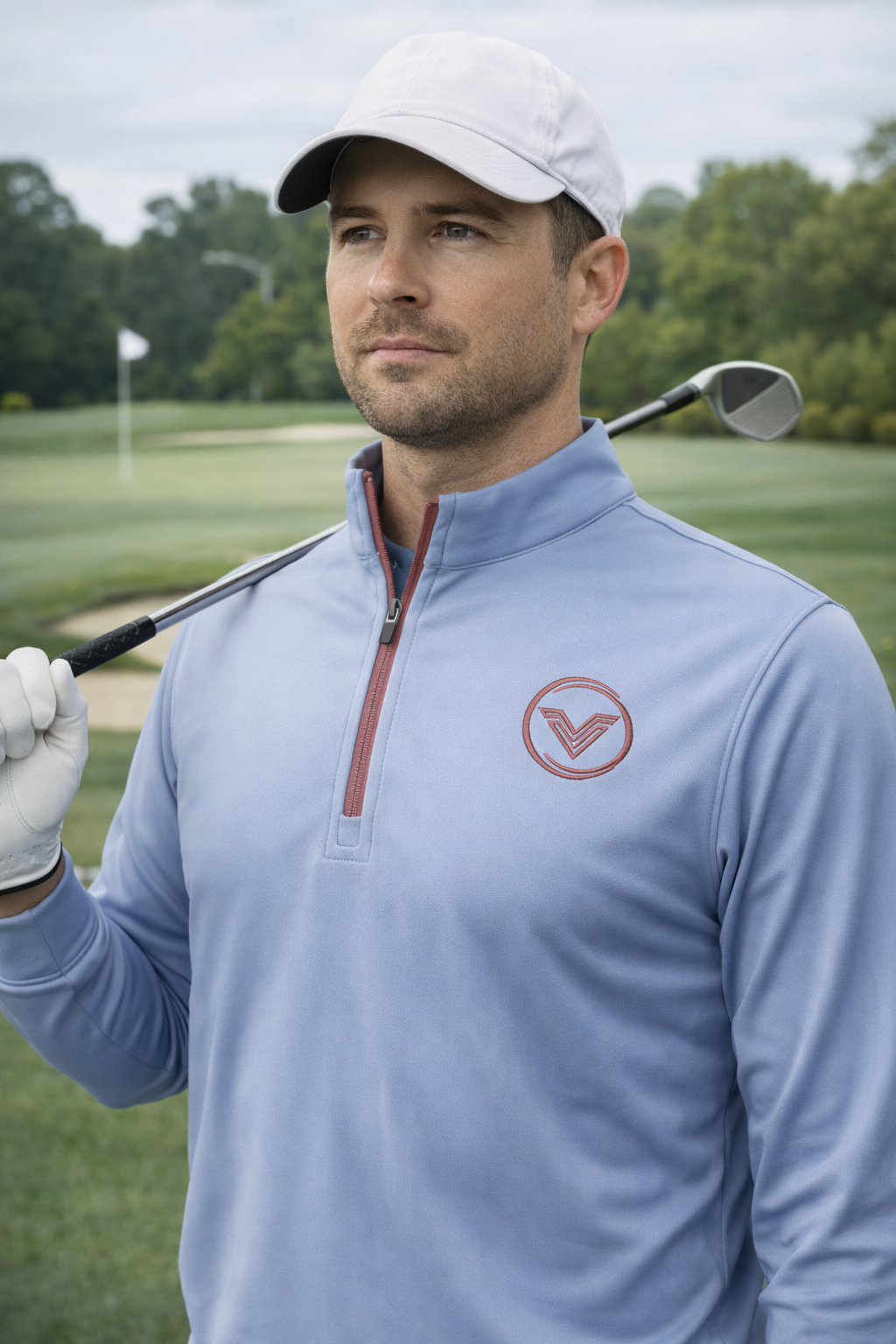 VES Golf Cadet Blue Lightweight Quarter Zip
