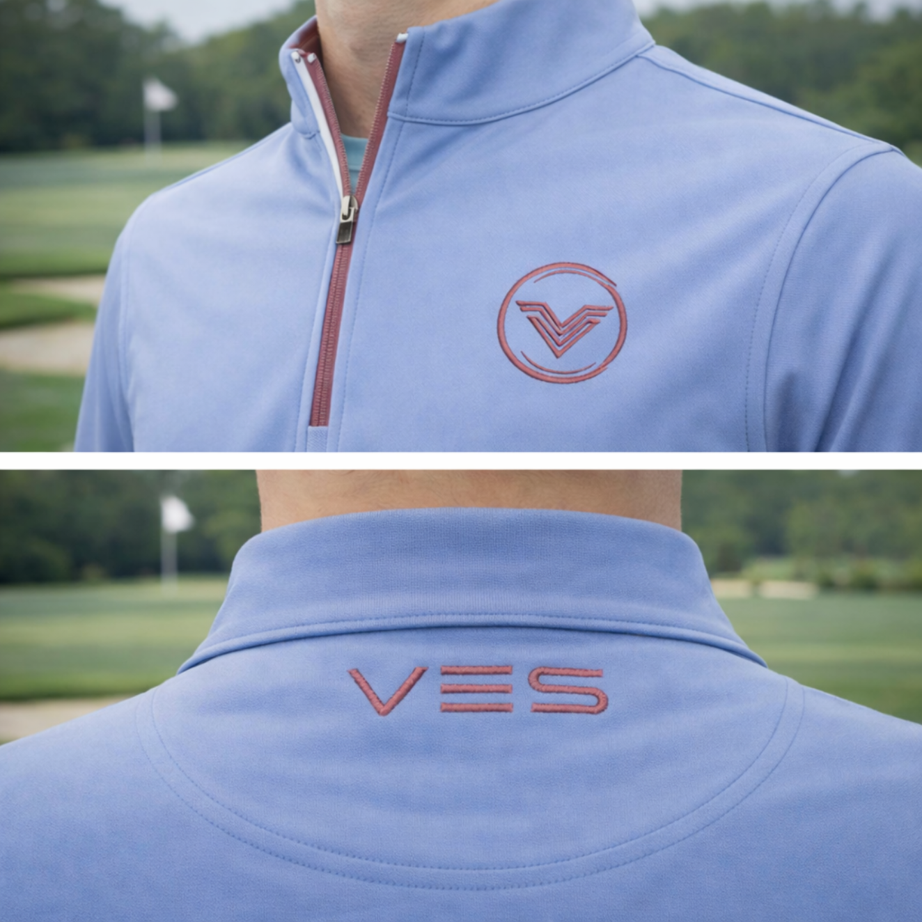 VES Golf Cadet Blue Lightweight Quarter Zip