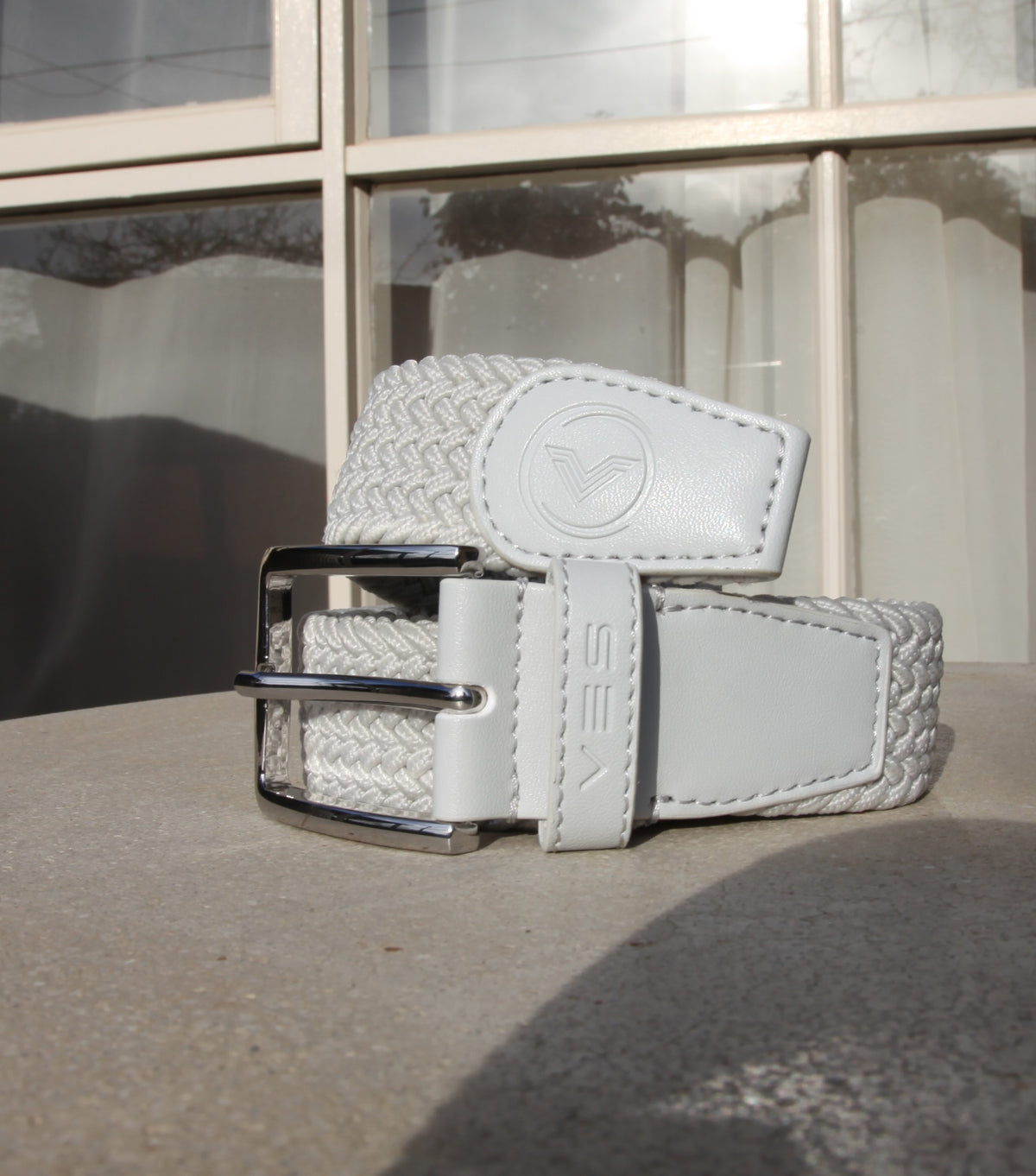 VES Golf Dawn Blue Woven Stretch Belt with Brushed Nickel Buckle