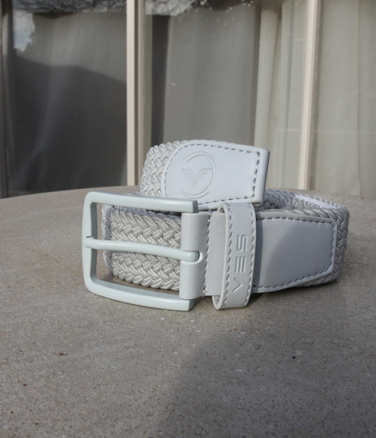 VES Golf Dawn Blue Woven Stretch Belt with Matching Nickel Buckle