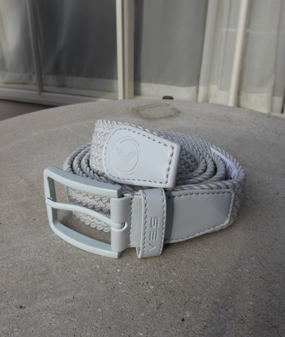 VES Golf Dawn Blue Woven Stretch Belt with Matching Nickel Buckle