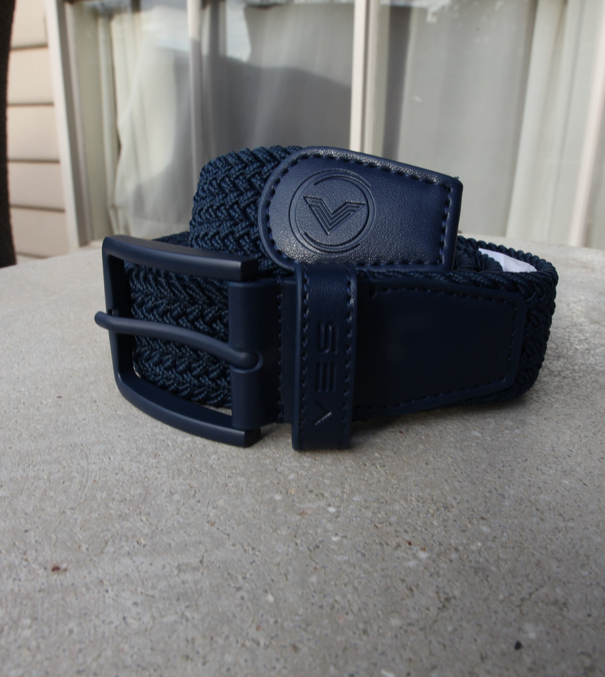 VES Golf Navy Blue Woven Stretch Belt with Navy Buckle