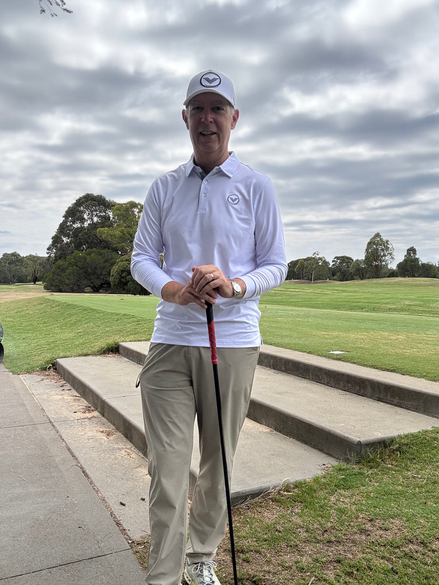 Real golfer fit example – long-sleeve polo