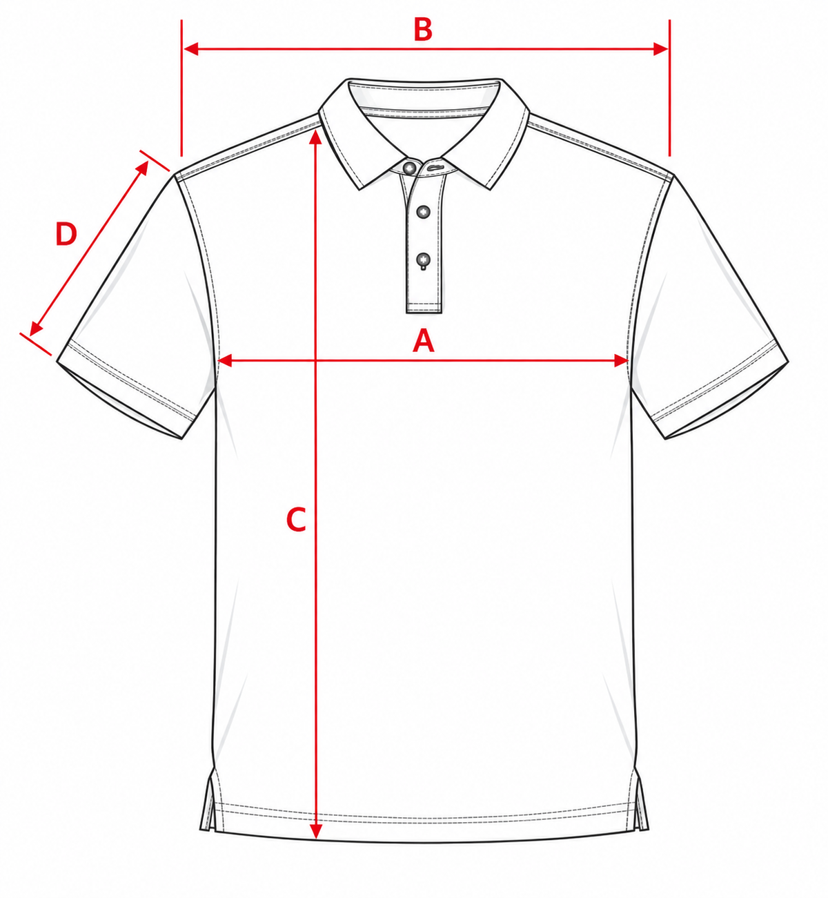 VES Golf short-sleeve polo measurement guide