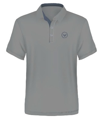 Grey Contrast Collar Polo with Light Blue Accents